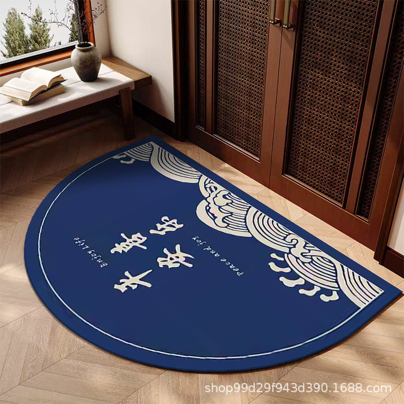 Guofeng novo estilo chinês tapete de entrada antiderrapante anel de seda porta de entrada resistente à sujeira remoção d