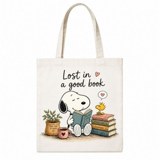 Bolsa Ecobag Ecológica Algodão Cru Grande Snoopy Livros, Faculdade, Escola,Trabalho, Passeio