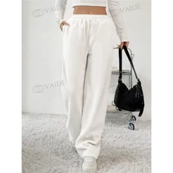 Calça Pantalona Feminina Moletom Liso Básico Moda Oversized Treino Confortável Plus