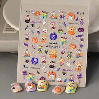 Halloween novo estilo Manicure adesivos em relevo bonito abóbora doce padrão vem com adesivos adesivos de unhas