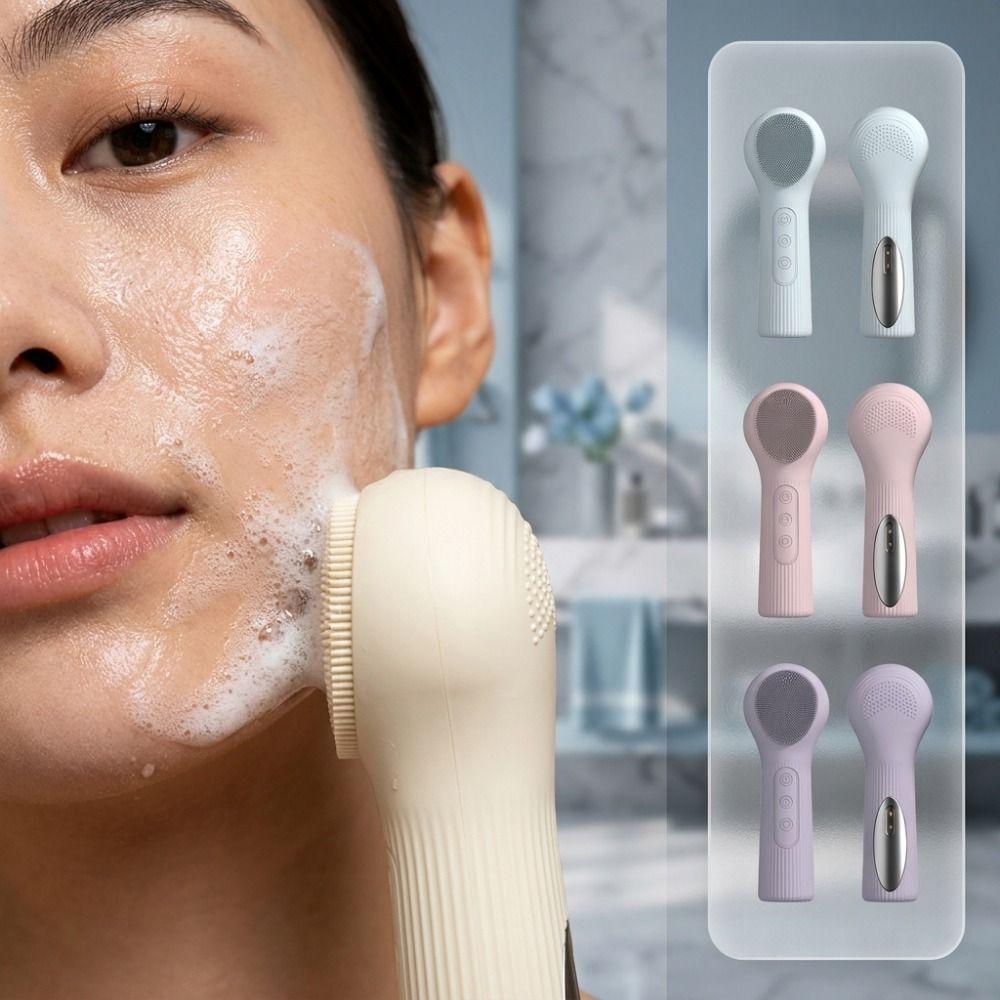 Escova De Limpeza Facial Elétrica , Limpador De Silicone Ultrassônico De Carregamento , Compressa Térmica