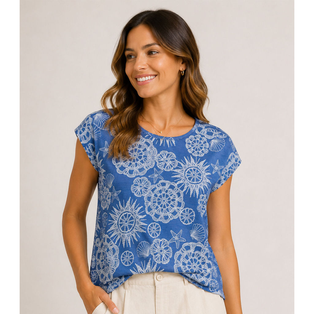 Blusa Feminina Estampada Rovitex Azul