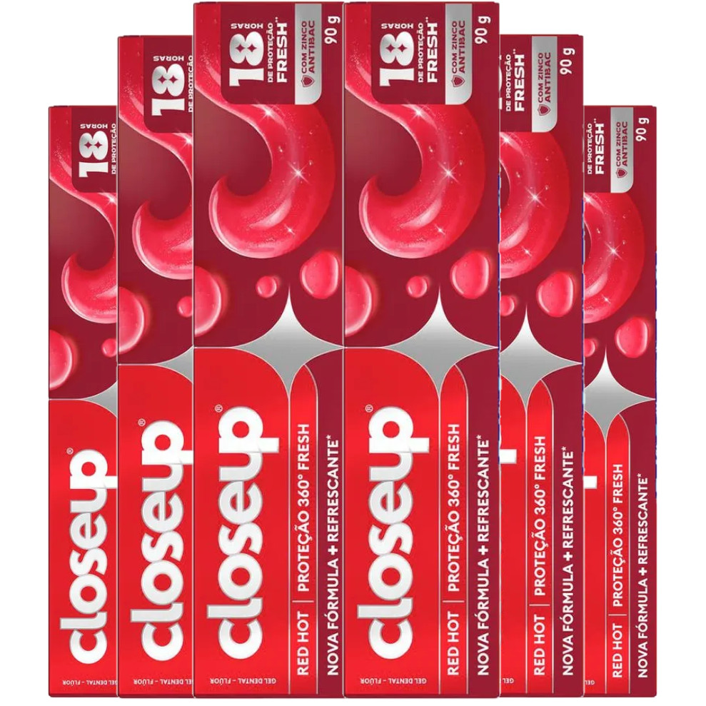 Kit 6 Creme Dental RedHot CloseUp 90g