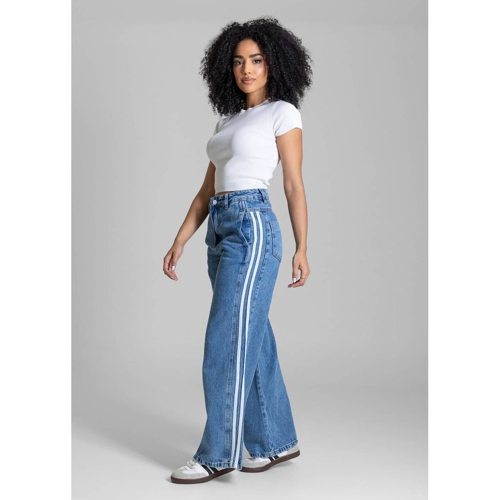 Calça Jeans Sawary Wide Leg Petit Listras - 283655 — imagem 2 de 2