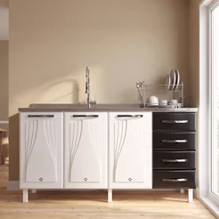 Balcão de Cozinha Aço Triplo Star New Branco/Preto Preto