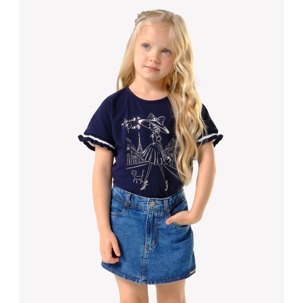 Blusa Infantil Cotton Leve Com Estampa Trick Nick Azul