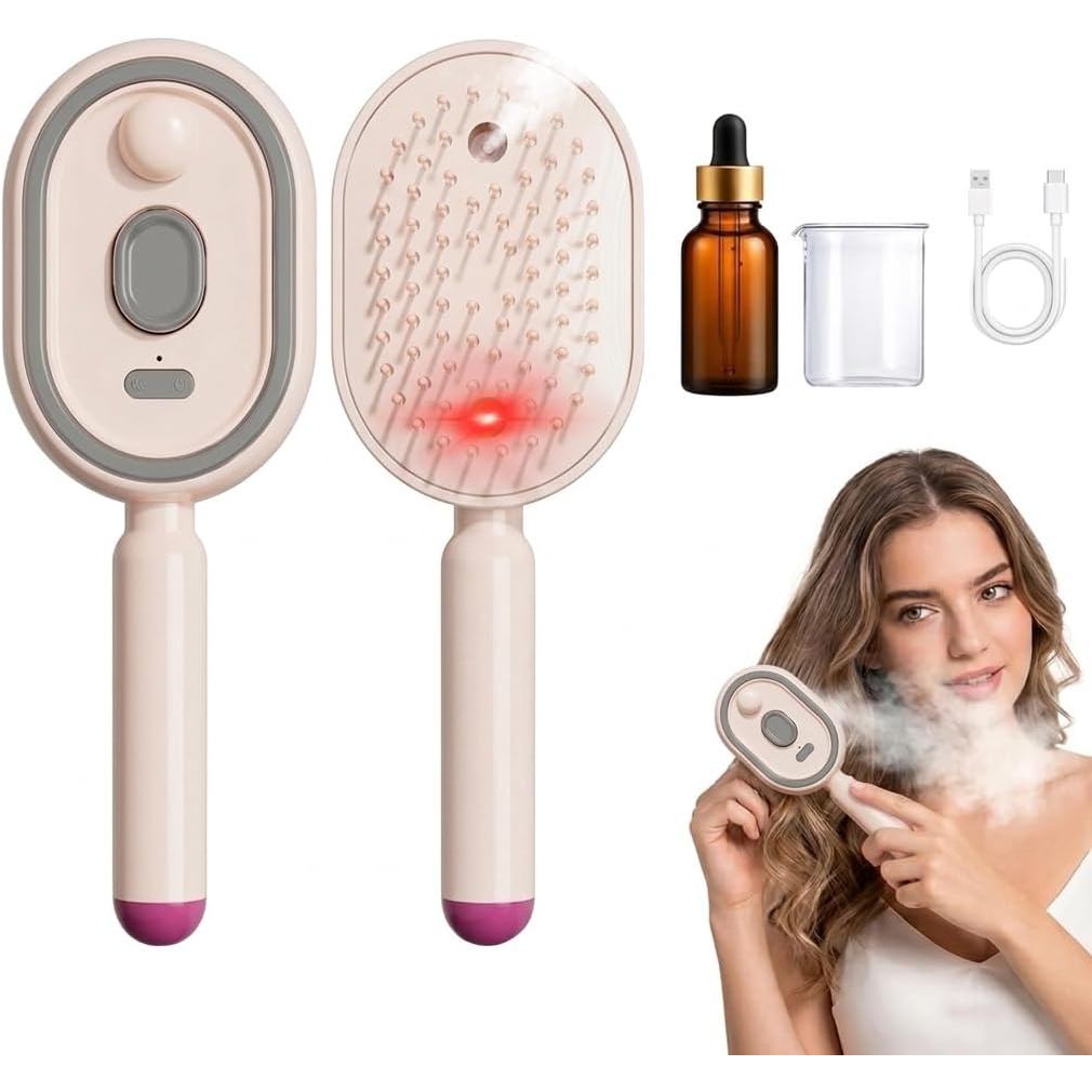 Escova de massagem elétrica 3 em 1 com vapor e luz vermelha, modelo 2026, nova escova de massagem elétrica com função de