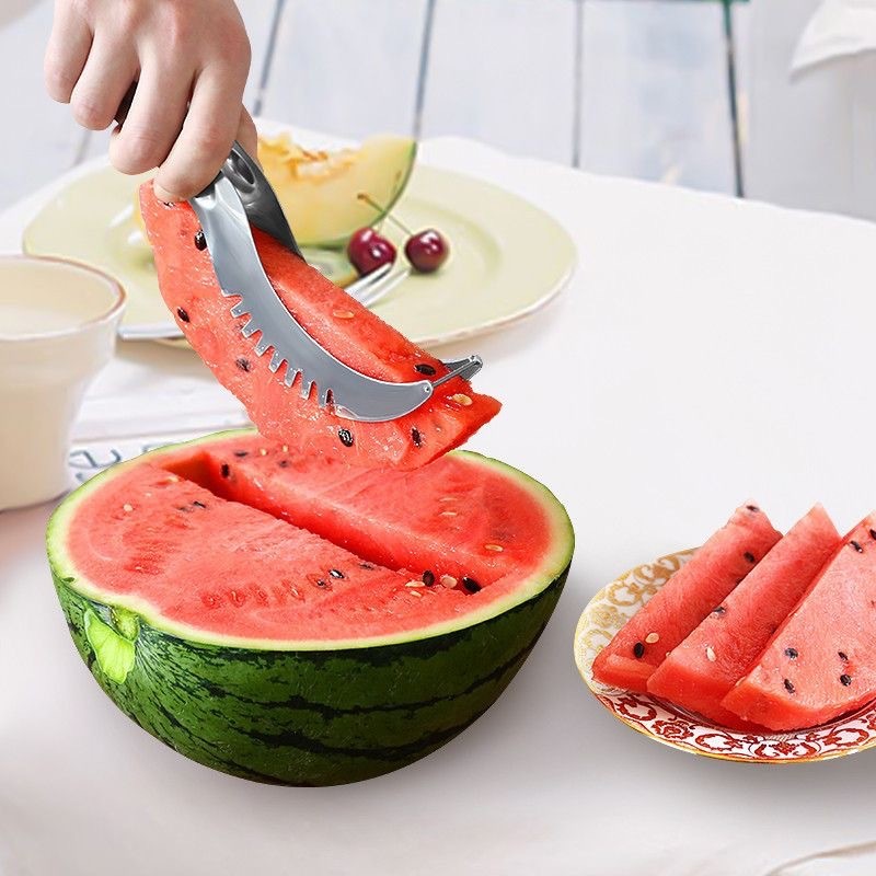 Utensílio para fatiar melancia, removedor de polpa, garfo de frutas em aço inoxidável, ferramenta para dividir e retirar