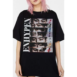 「Mina Hana」Camiseta Unissex Enhypen Banda Collage Estampa Fofa Moderna Estilosa Casual