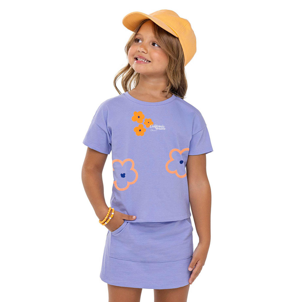 Conjunto Infantil Menina Floral Neon Elian Lilás