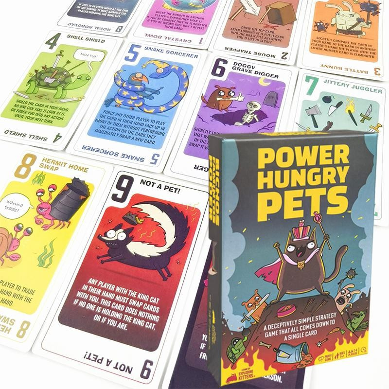 Jogo de Cartas Decorativo Power Hungry Pets, Jogos de Tabuleiro de Estratégia para Festas em Família, Desafiador FOFC