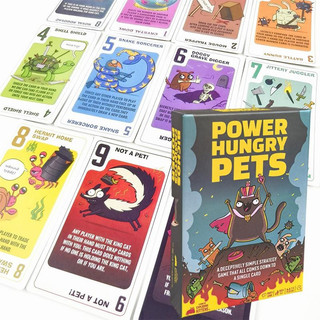 Jogo de Cartas Decorativo Power Hungry Pets, Jogos de Tabuleiro de Estratégia para Festas em Família, Desafiador FOFC