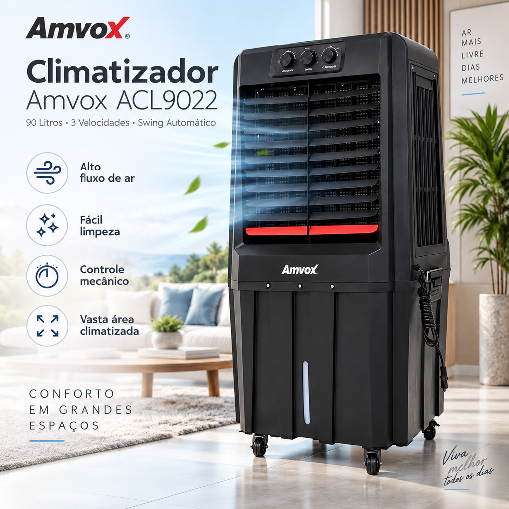 Climatizador de Ar ACL9022 90 Litros 3 Velocidades 220v Swing 5000m³/h