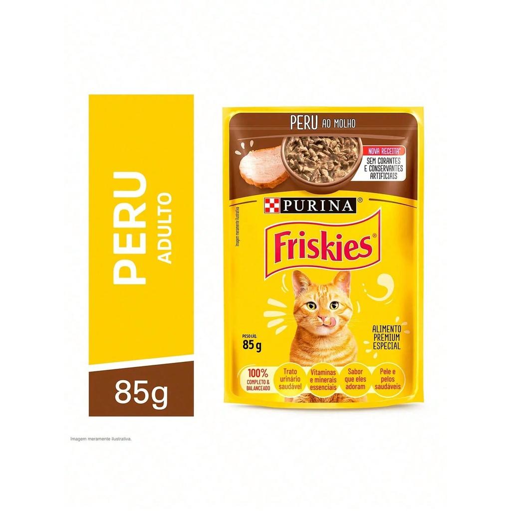 Ração Úmida Friskies Gatos Adultos Peru ao Molho Sachê 85g
