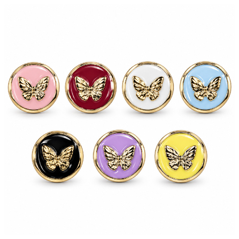 100pcs Aplique Redondo com Borboleta Dourada – Acessório para Laços, Tiaras e Artesanato