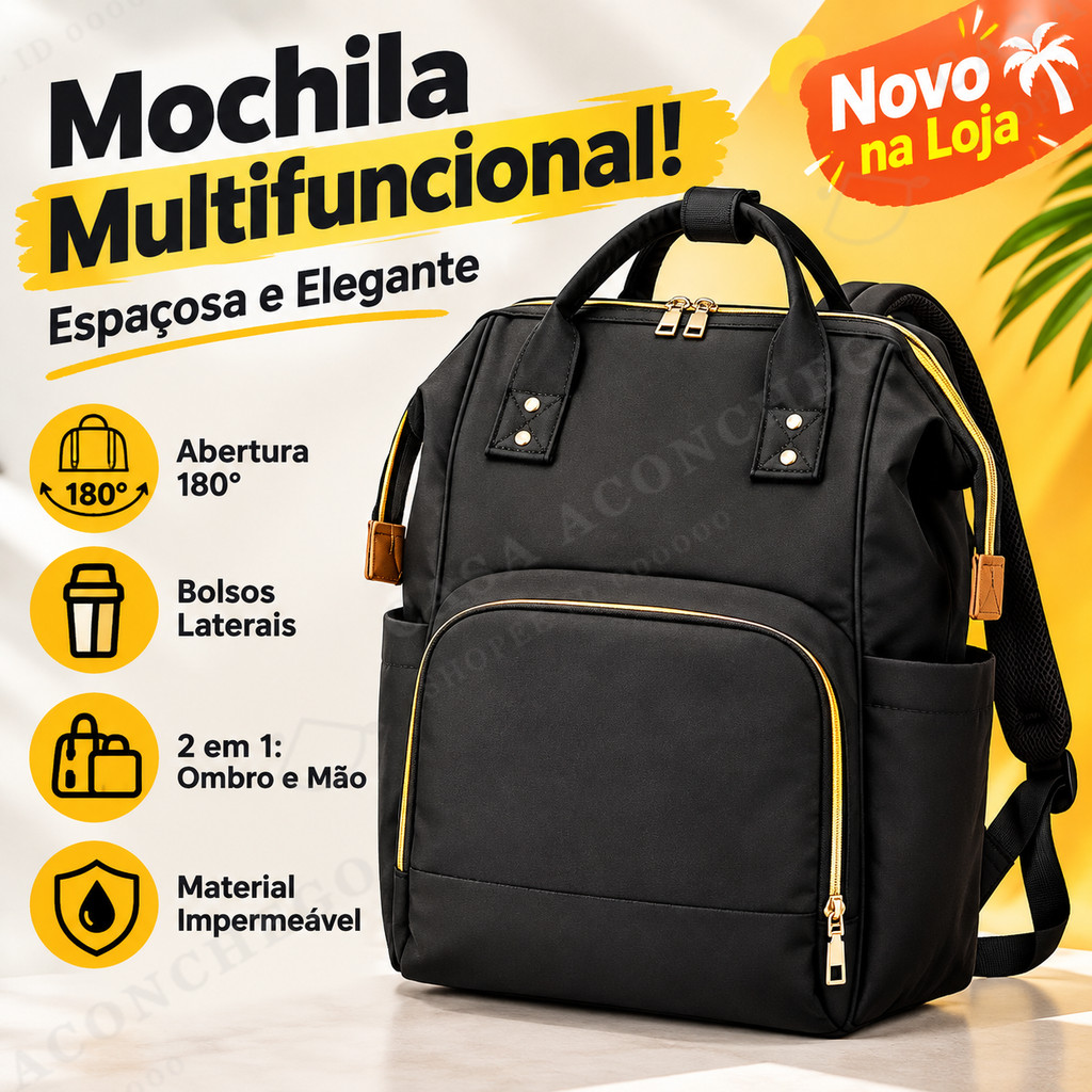 Mochila Maternidade Térmica Impermeável Grande Capacidade Porta Mamadeira Organizador de Fraldas Bebê Viagem