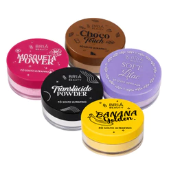 Kit Pó Solto Facial Banana Translúcido Rosa Mosqueta Briá Beauty Ultrafino