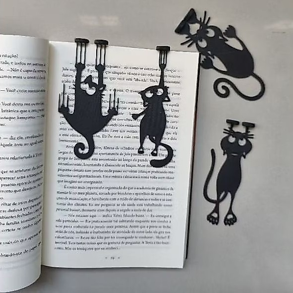 Kit 4 marcadores de livro Gatos pendurados — imagem 2 de 2