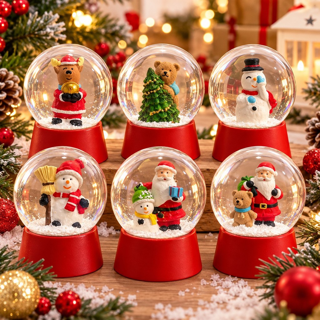 Enfeite De Natal Globo De Neve Vidro 8cm Decoração Natalina