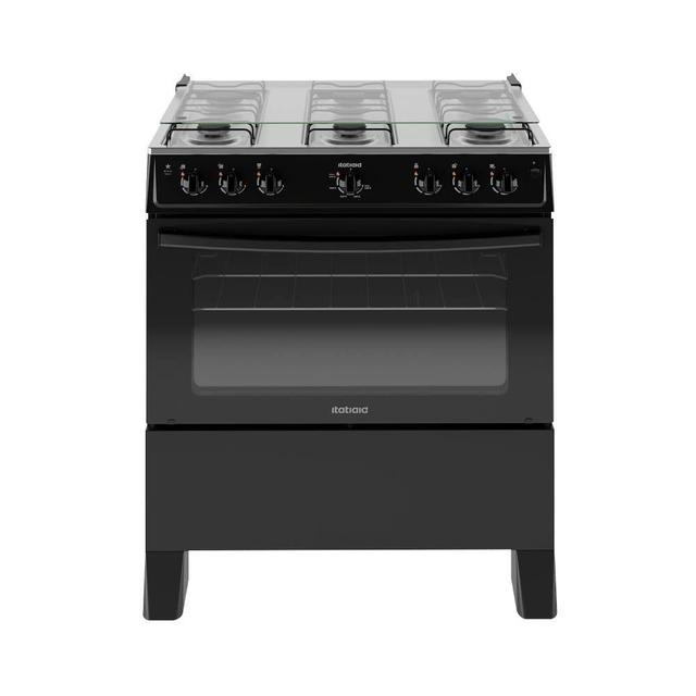 Fogão Itatiaia Star New Piso 6 Bocas Preto Mesa de Inox Bivolt 3700000474