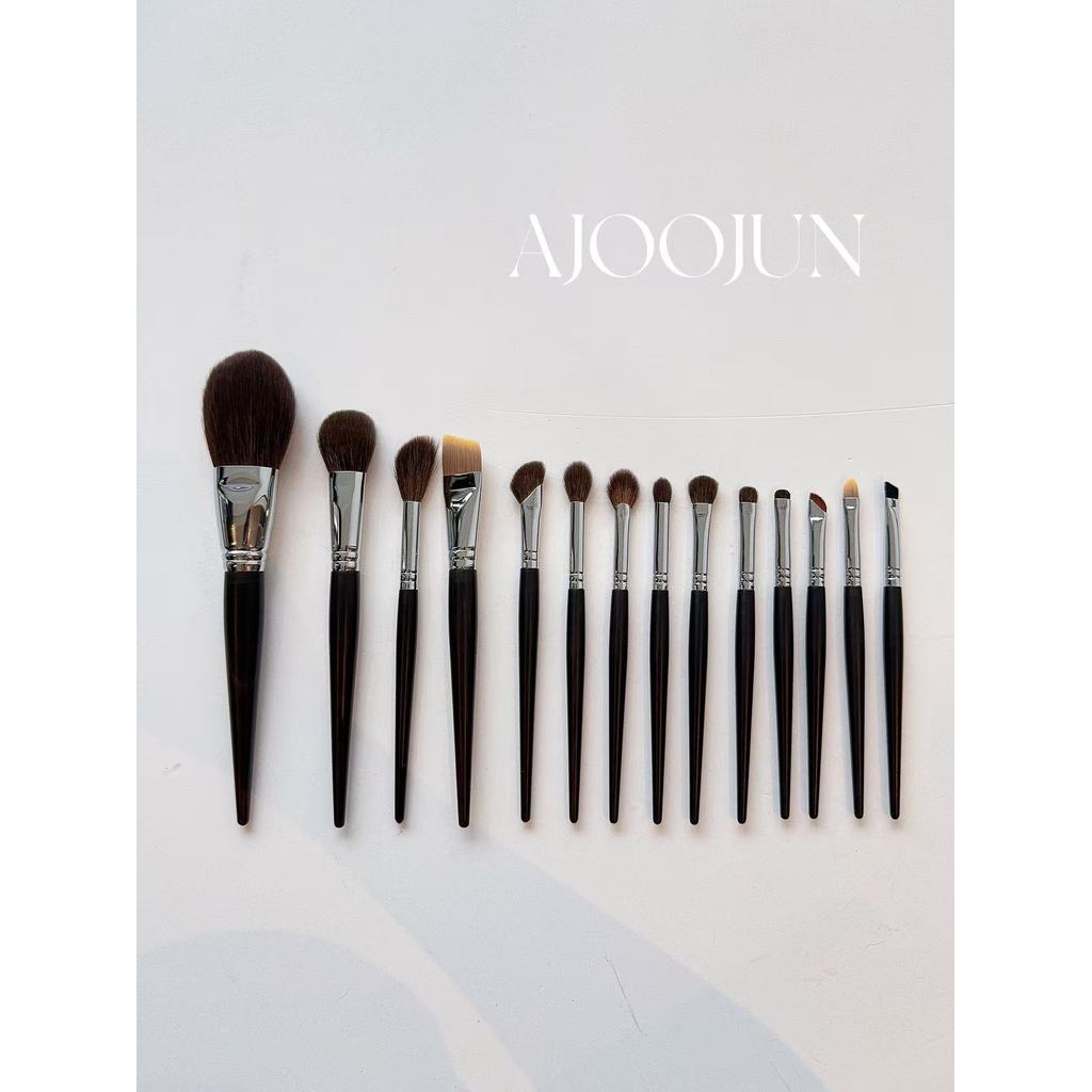 14 pçs lã de ébano cabelo macio diário novato conjunto pincel de maquiagem sombra escova inclinação Blush escova quarto 