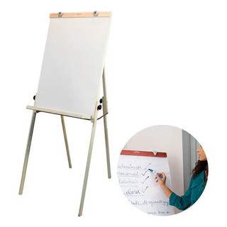 90x60 Cavalete Flip Chart Porta Bloco Quadro Branco Madeira Pinus Compacto