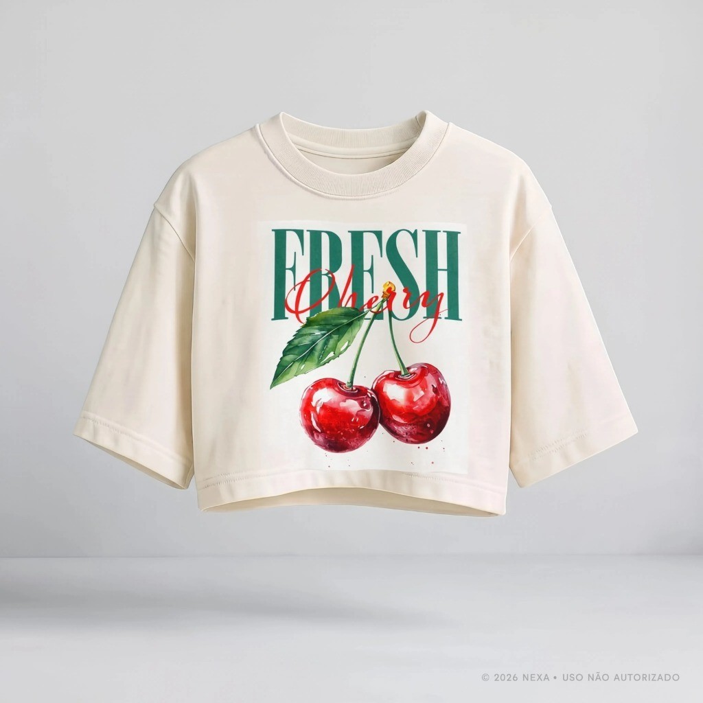 Blusa Cropped Feminina Oversized Tropical Estampada Tucano Algodão Verão Praia Férias Viagem Passeio Casual Feminina