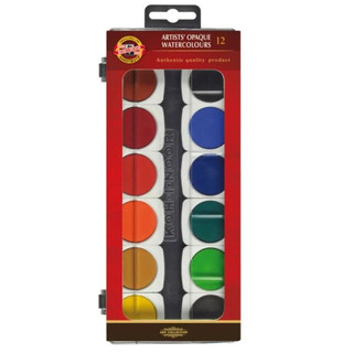 Aquarela Opaca em Pastilha Koh-I-Noor 12 Cores
