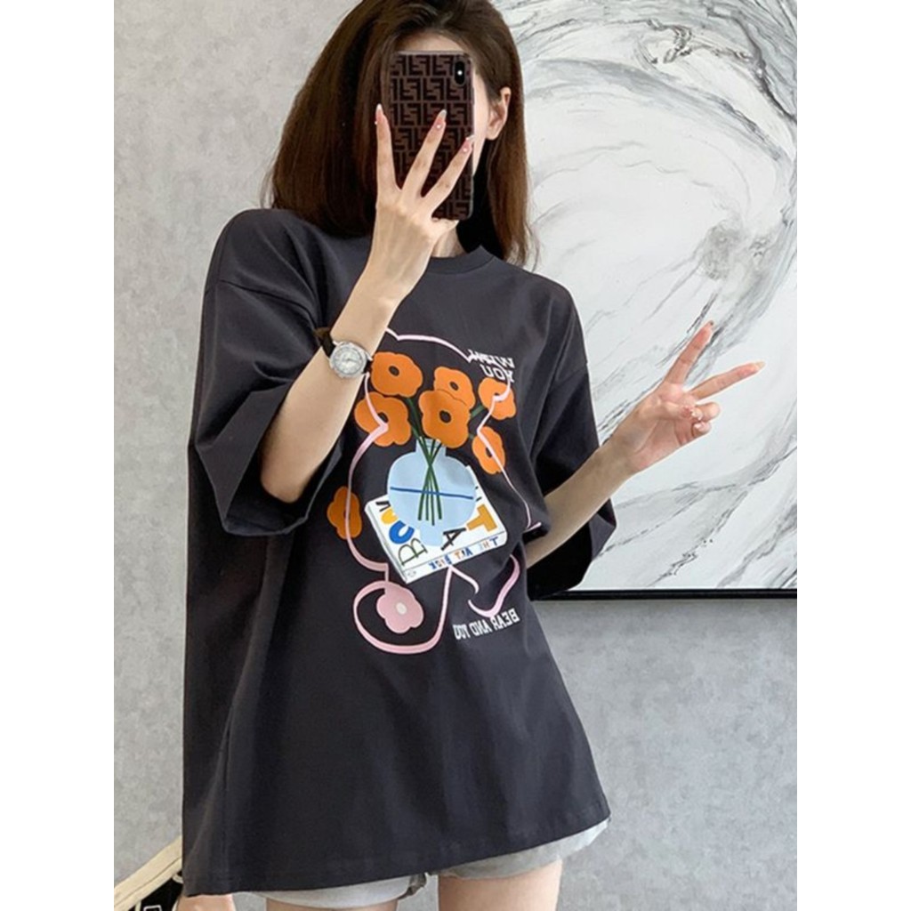 Camiseta de manga curta de algodão puro para maternidade 2024 verão novo estilo solto tamanho grande gordura mm comprime