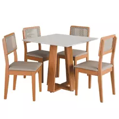 Conjunto Sala de Jantar Mesa Athenas Quadrada 4 Cadeiras Santiago Dobuê