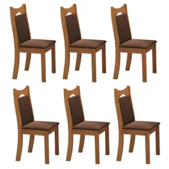 Kit 6 Cadeiras de Jantar Estofadas Veludo Dalas Yescasa Marrom/Bombom Bombom