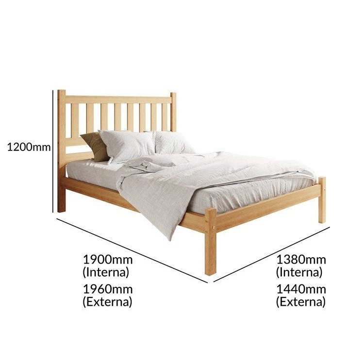 Cama Casal Rústica Madeira Maciça Jasmim Amarelo/Cera Mel Cera Mel · foto 2