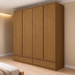 Guarda Roupa Casal 4 Portas com 5 Gavetas 100% MDF Urbano Cedro