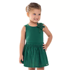 Conjunto Infantil Menina Aplique Flor Colorittá Verde
