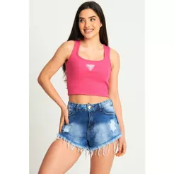 Regata Feminina Cropped Aplique Logo Planet Girls Rosa
