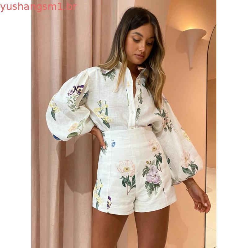 Shorts de cintura alta moda csa estampa Casual temperamento terno