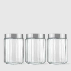 Kit com 3 Potes Redondos Collection 1,1L Inox Escovado Invicta