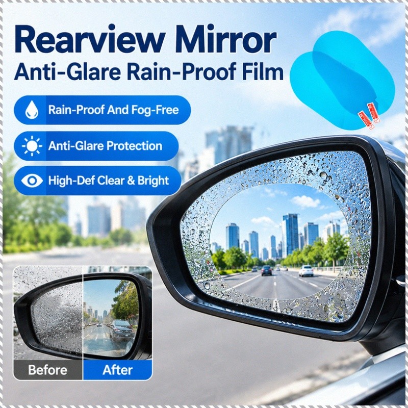 [Dirija com Segurança] Safe Driving Rear View Mirror Film | Filme/Retrovisor/Anti-Reflexo/Impermeável