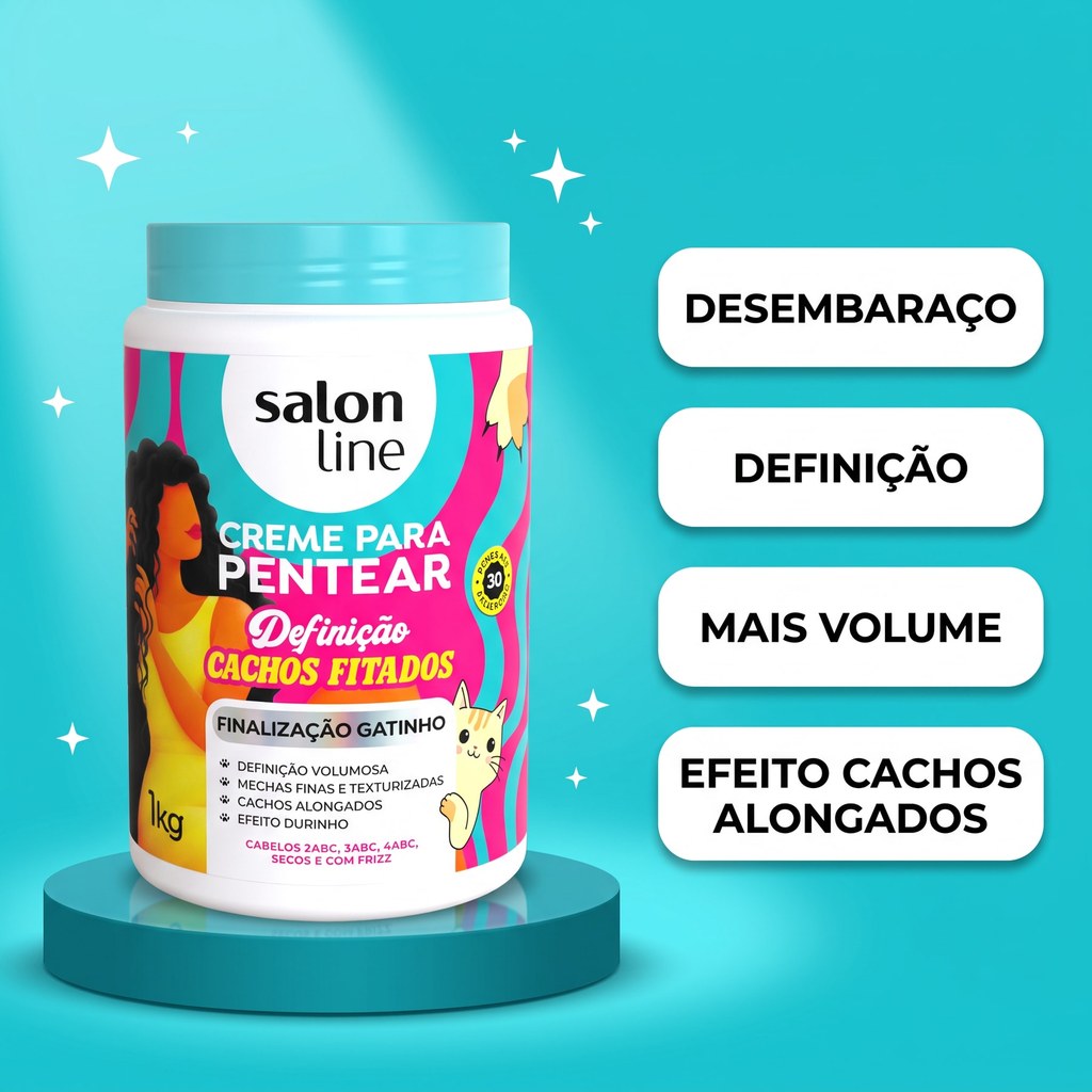 Creme Para Pentear Definição Cachos Fitados Efeito Gatinho 1kg — imagem 2 de 2