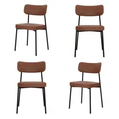 Kit com 4 Cadeiras para Sala de Jantar Mona Yescasa Preto/Whisky