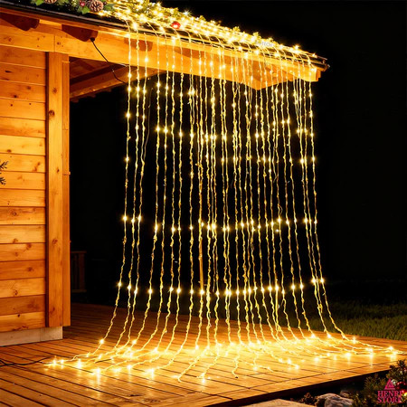 Cascata Cascata Led Natal 3x2m 240 Lâmpadas Luz Quente