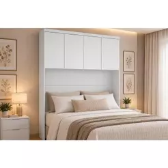 Modulado de Quarto Armário Ponte Aéreo Casal/Queen 167cm Rizon/Linea c/ 4 Portas Branco - Novo Horizonte