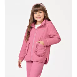 Jaqueta Puffer com Capuz Trick Nick Rosa