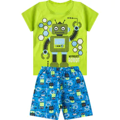Pijama Infantil Masculino Brilha No Escuro Kappes Verde