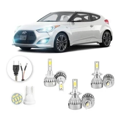 Lâmpadas Ultra Led Hyundai Veloster 20000lm Alto Baixo e Milha + Pingo Led