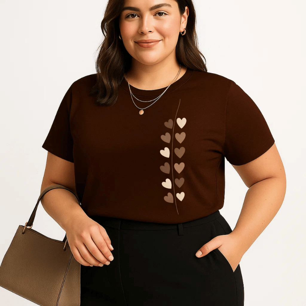 Camiseta Feminina 100% Algodão Estampada Varios Coração Básica Casual Academia Verão Estilosa E Confortável Moda Verão