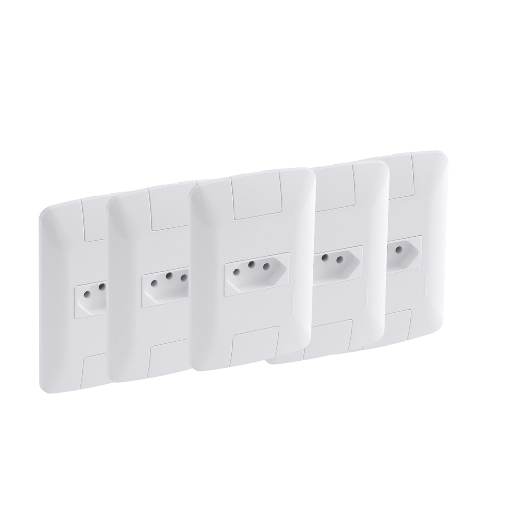 KIT C/5 Placa 4x2 com 1 Tomada 2P+T 10A 250V Aria Tramontina em Oferta na Shopee