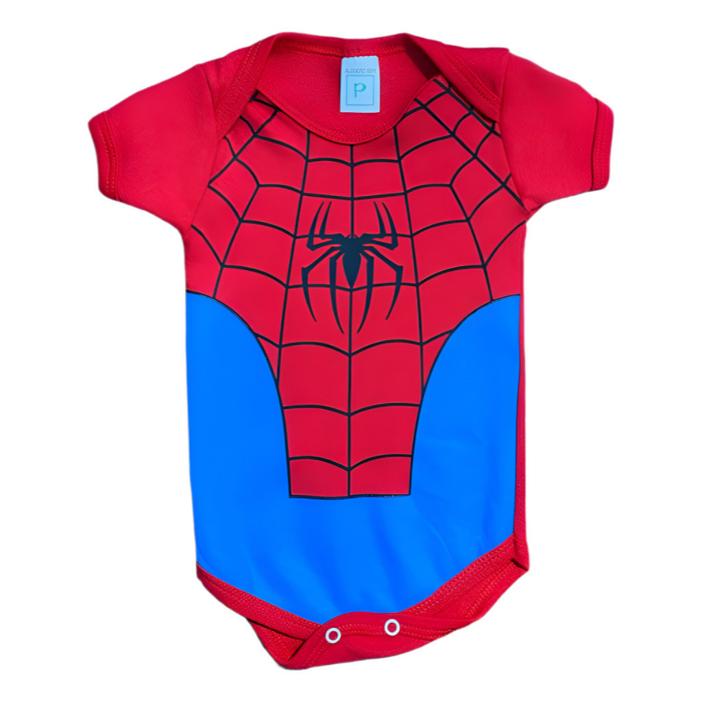 Body Homem-Aranha Bebê -Máscara -Body Tematico para Mesversario