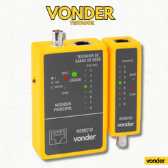 Testador de Cabos de Rede RJ45 e Cabos Coaxiais VONDER Profissional Resistente