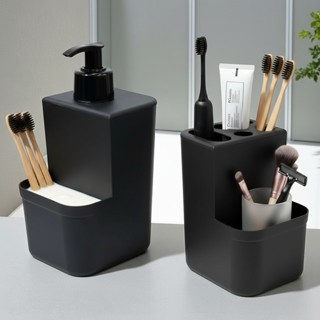 Kit Banheiro com Dispenser Sabonete Líquido + Porta Escova de Dente Prático e Moderno em Oferta na Shopee